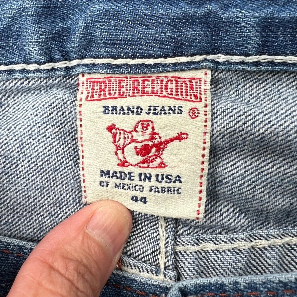 True Religion‎ Section Straight Jeans Size 44 Blue Mens Y2K Embroidered Baggy